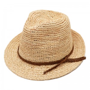 Ljetni za žene šešir za sunce za plažu Fedora ženski šešir sa slamnatim trakama