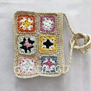 Mori Pastoral Style Új divat Egyedi többszínű virág négyzetes toldás szalmatáska Ünnepi táska