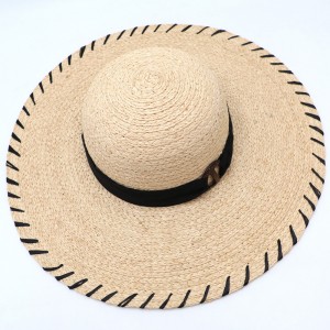 Sombrero moda Raffia Lady Straw Hat Aýallar üçin lomaý kenar şlýapa