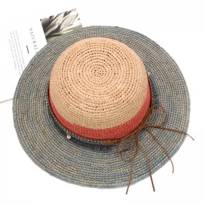 Chapéu de palha de verão Lady Raffia Chapéu de sol de aba larga