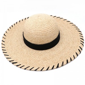 Sombrero Fashion Raffia Lady Straw Hat Wholesale Beach Hat bakeng sa Basali