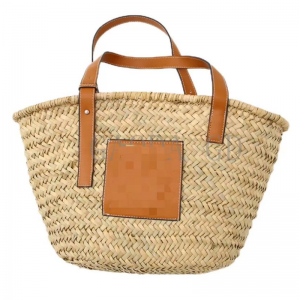 Masovno rasprodana modna ručno tkana velika torba od morske trave s kožnim ručkama Ručna torba za žene velike torbe