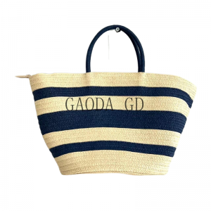 Χονδρική Fashion Two Tones Handbag Design Simple Paper Braid Tote bag για Γυναικεία τσάντα Bucket