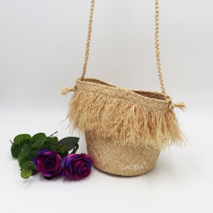 Jednostavna ručno tkana torba za rame od rafije s dvije ručke na rame, rasuta vruća prodaja Ručna torba za velike ženske torbe