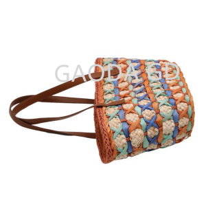Factory Wholesale Customization 2023 Colorful Weave Straw Bucket Bag Yevakadzi