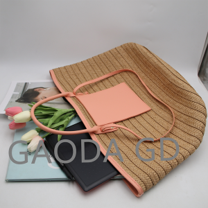 Multi-kulay Simple Style Lady Straw Woven Bag Shoulder Bag Gulay Basket Tote Bag