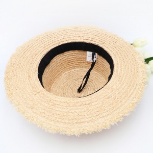 Flat Top Mens Straw Sun Boater Straw Hat Hats for Women Summer Cap