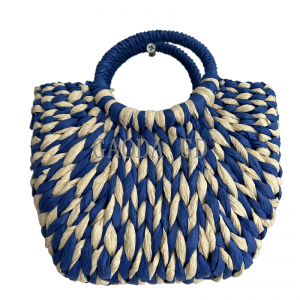 Nov modni dizajn slamnate torbice Enostavna torba za čez ramo v mešanih barvah za ženske z ročaji