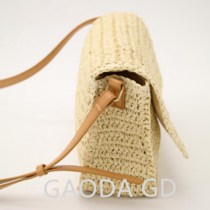 Lag luam wholesale Customization Handmade Paper Straw Crochet Casual Backpack Rau Cov Poj Niam