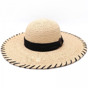 Sombrero Fashion Raffia Lady Straw Hat Wholesale Beach Potae mo nga Wahine