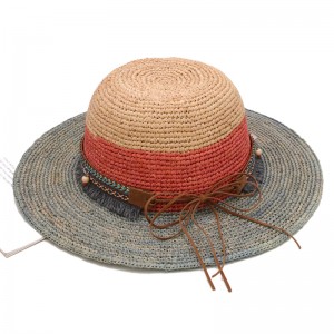 سمر ليڊي Raffia Straw Hat Wide Brim Sun Hat
