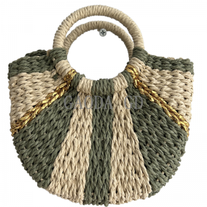 Bulk New Fashion Straw Handbag Design Ienfâldige mingde kleuren papieren skoudertas foar froulju mei handgreep