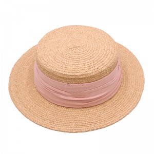 Υψηλής ποιότητας καλοκαιρινά γυναικεία καπέλα ηλίου μόδας Lady Flat Top Ψάθινο καπέλο Raffia