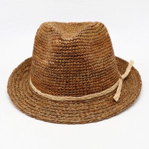 Léto pro ženy Plážový klobouk proti slunci Dámský klobouk Fedora se slámovým páskem