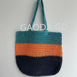 Japanese Popular Handmade Crochet Mixed Color Portable Shoulder Bag Medieval All-match Bag