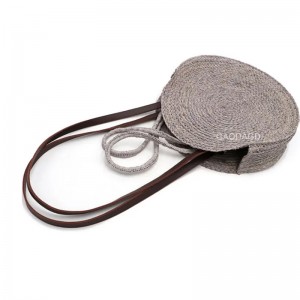 2023 Bag-ong Fashion Raffia Straw Braid Shoulder Bag Round Handbag para sa Babaye nga adunay Dobleng Paggunita
