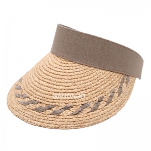 ໂຮງງານ Gaoda 2023 ນະວັດຕະກໍາໃຫມ່ ການອອກແບບຄລາສສິກ Raffia Straw Visor ຫາດຊາຍ Summer Hat
