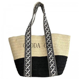 Wholesale Fashion mingde kleuren Straw Handbag Design Papier Braided Tote bag foar froulju Bucket bag