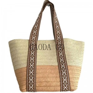 Wholesale Fashion mingde kleuren Straw Handbag Design Papier Braided Tote bag foar froulju Bucket bag