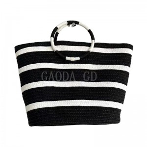 2023 Moda Kirêtfiroş a Du Tones Handbag Design Paper Braid Tote bag with Round Handles for Women Bocket bag