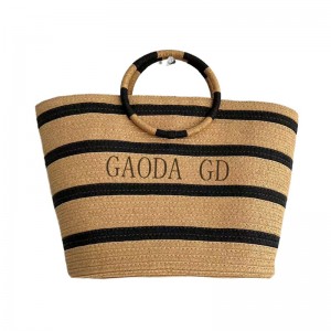 2023 ຄົນອັບເດດ: ຂາຍສົ່ງສອງໂຕນ Handbag ອອກແບບເຈ້ຍ Braid Tote bag ທີ່ມີມືຈັບໄດ້ຕະຫຼອດສໍາລັບແມ່ຍິງຖົງ Bucket