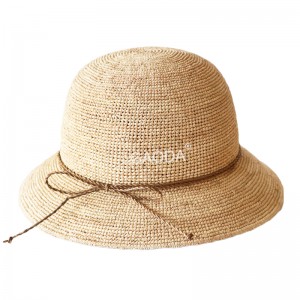 Bulk Elegantný háčkovaný bucket klobúk Natural Raffia Slamený klobúk Cloche klobúk pre ženy