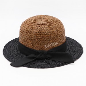 Didmeninė prekyba nauja elegantiška „Sombrero“ spalva atitinkanti „Raffia Straw Braid Lady Hat“ kepurė su lankais moterims