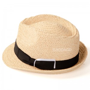 Bulk New Daily Fashion Multi-farger Panamahatt Raffia Straw Braid Fedora-hatt med rullekant for unisex