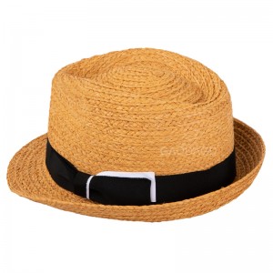 Масова нова ежедневна мода Многоцветна панамена шапка Шапка Fedora със сламена плитка от рафия с навита периферия за унисекс