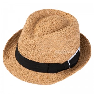 Sombrero Fedora trenzado de paja de rafia para hombre, sombrero Panamá multicolor de moda diaria, a granel, con ala enrollada, Unisex