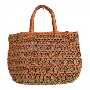 Bulk 2023 Bag-ong Disenyo Mix-kolor Straw Kamot bag Papel String Gantsilyo Hand-knitted Tote bag alang sa Babaye Handbag