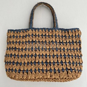 Massal 2023 Desain Baru Campuran Warna Tas Tangan Jerami Kertas String Crochet Hand-knitted Tote Bag untuk Wanita Tas Tangan