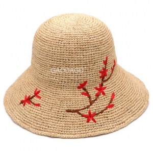 غیر ملکی تجارت کی دکان چینی خصوصیت ہاتھ سے کڑھائی والی رافیا کروشیٹ فشرمین اسٹرا ٹوپی