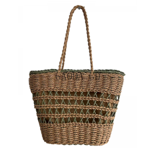 Wholesale Fashoni Yakasanganiswa-mavara Straw Handbag Dhizaini Yakareruka Yemavara Pepa String Tote bhegi revakadzi Bucket bag