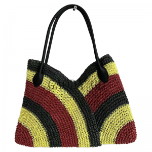 Toptan 2023 Yeni Tasarım Mix-renkler Hasır çanta Kağıt Dize Tığ Çanta Kadınlar için Omuz çantası