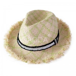 ຂາຍສົ່ງຄົນອັບເດດ: Summer Colorful Handmade Panama hat Raffia Straw Handmade Fedora hat for Unisex