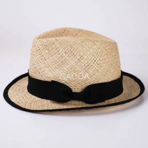 Nový Daily Simple Ručně tkaný slaměný panamský klobouk Raffia Dámský se stuhou pro Unisex