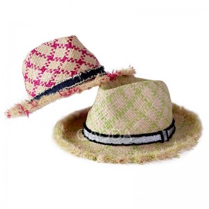 Groothandel Mode-somer Kleurvolle Handgemaakte Panama-hoed Raffia Straw Handgemaakte Fedora-hoed vir Unisex