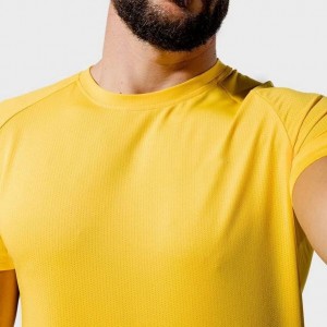 Gym heren t-shirt met korte mouwen, zacht materiaal, sneldrogende kwaliteit
