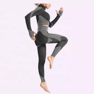 Stock Seamless Fitness Workout Women Clothing 2 Pieces Gym Yoga Set