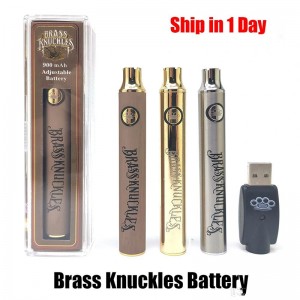 Pen Vape Tegangan Adjustable Bk Brass Knuckles sareng Batré 900 mAh & 510 Thread