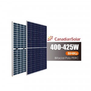 Panel Solari Poly Bifacial BiHiKu Nofs Ċellula Kanadiż - 400W, 405W, 410W, 415W, 420W, 425W