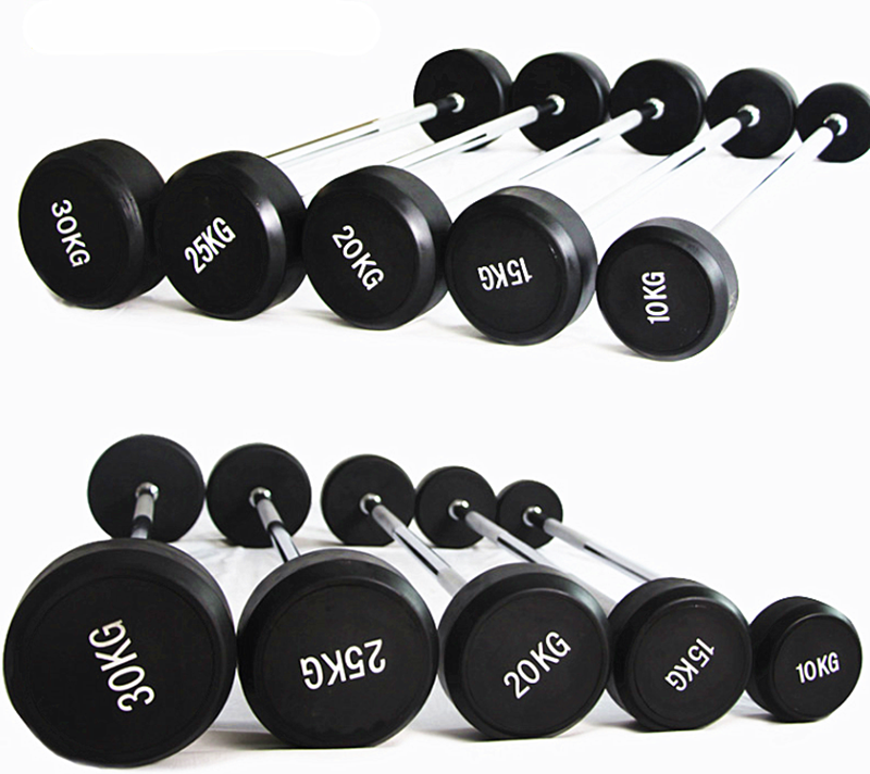 Gym Fixed Barbell Set Steel And Rubber Pu Coated Straight Bar Barbell Set