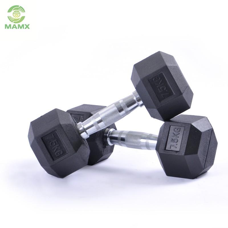 Cast iron buy cheap price hex rubber dumbbell