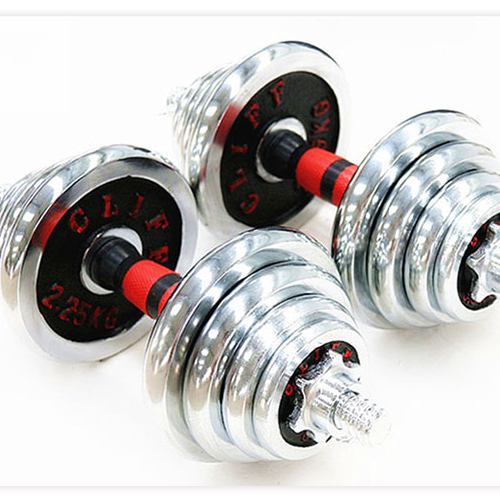 Electroplated cast iron Bodybuilding equipment chrome adjustable dumbbell set