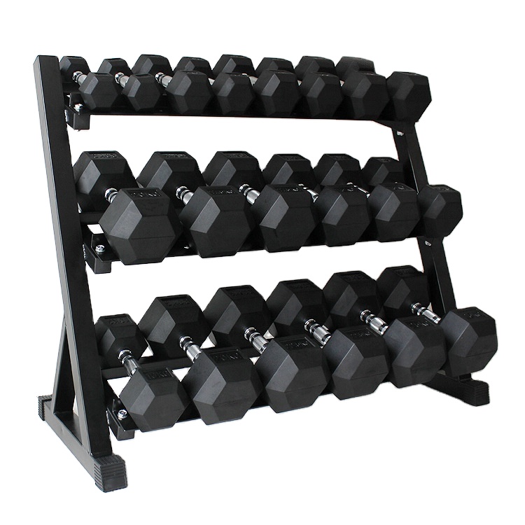 Home or Gym power fitness Equipment fixed weight dumbbells Rubber Coated Hex Dumbbells with competitive