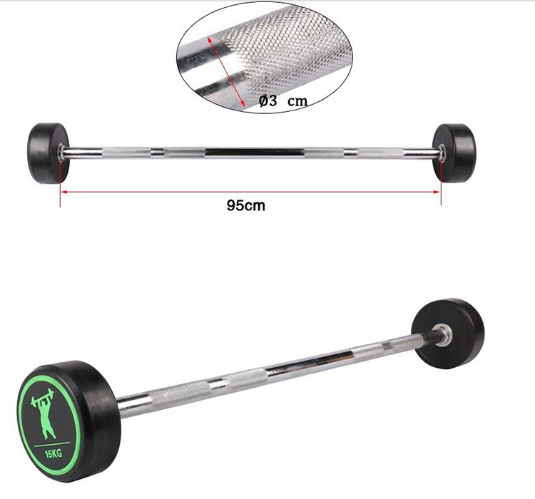 Fixed PU or Rubber Coated Barbell Set with Straight Barbell Bar