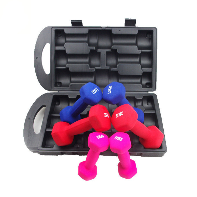 Customized color cast iron hex dumbbells set for lady