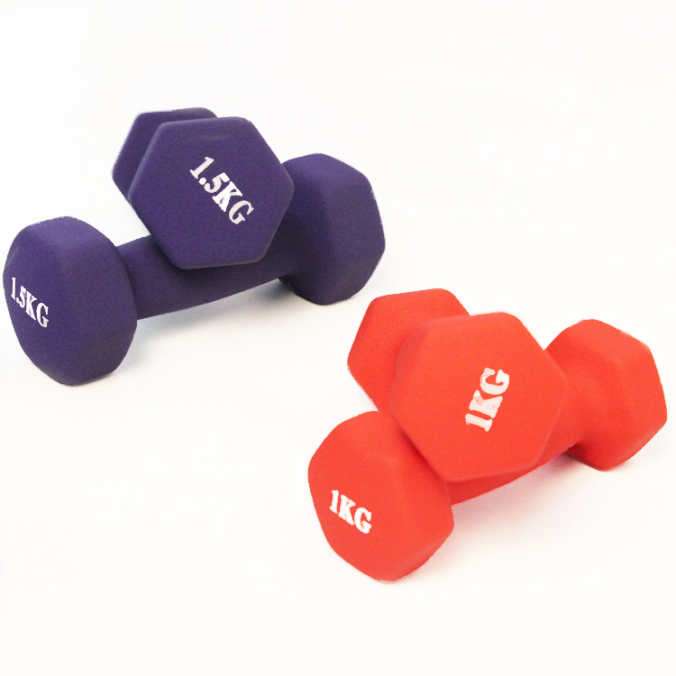 2kg Cast iron vinyl Neoprene dumbbell colorful gym equipment women use