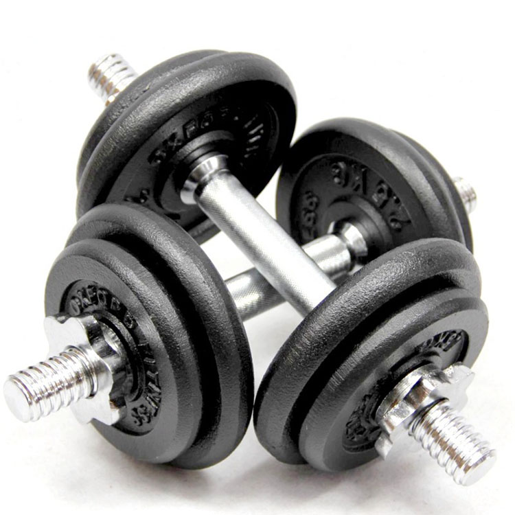 Adjustable solid cast iron  black painted baked dumbbell set.